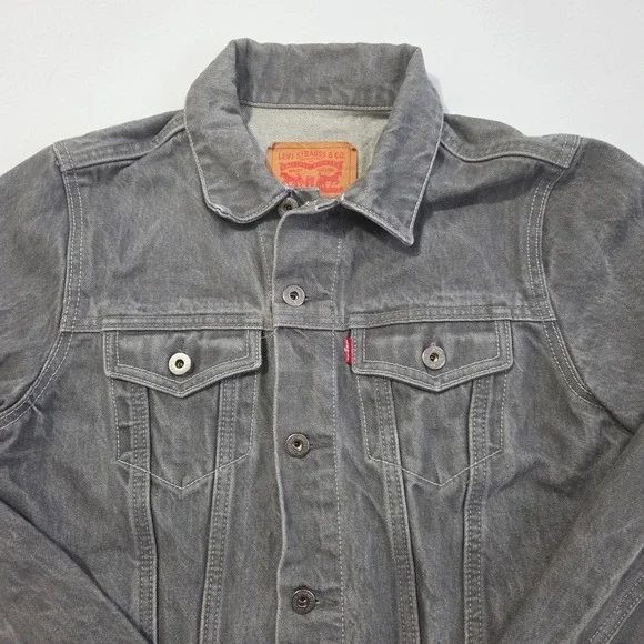 Levi Strauss Youth Gray‎ Denim Trucker Jacket XL Extra Large Childrens - Picture 2 of 9